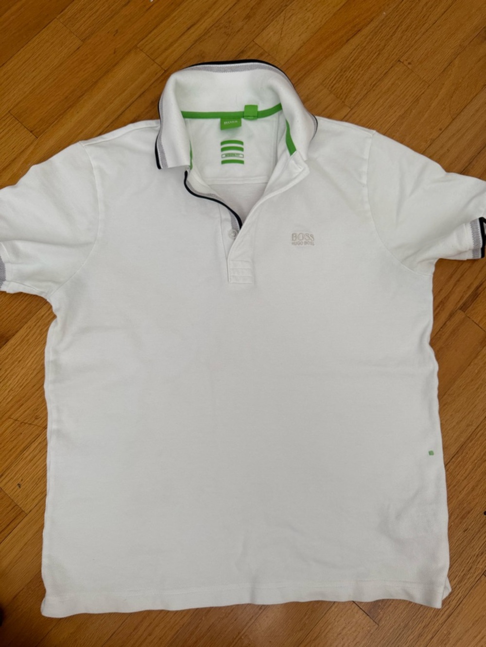 BOSS White Mens Polo Shirt with Contrast Trim men medium